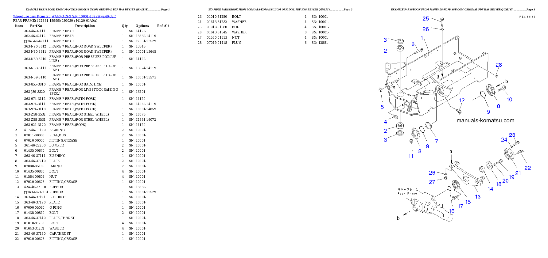 WA40-3RS-X S/N 10001-18999 Partsbook