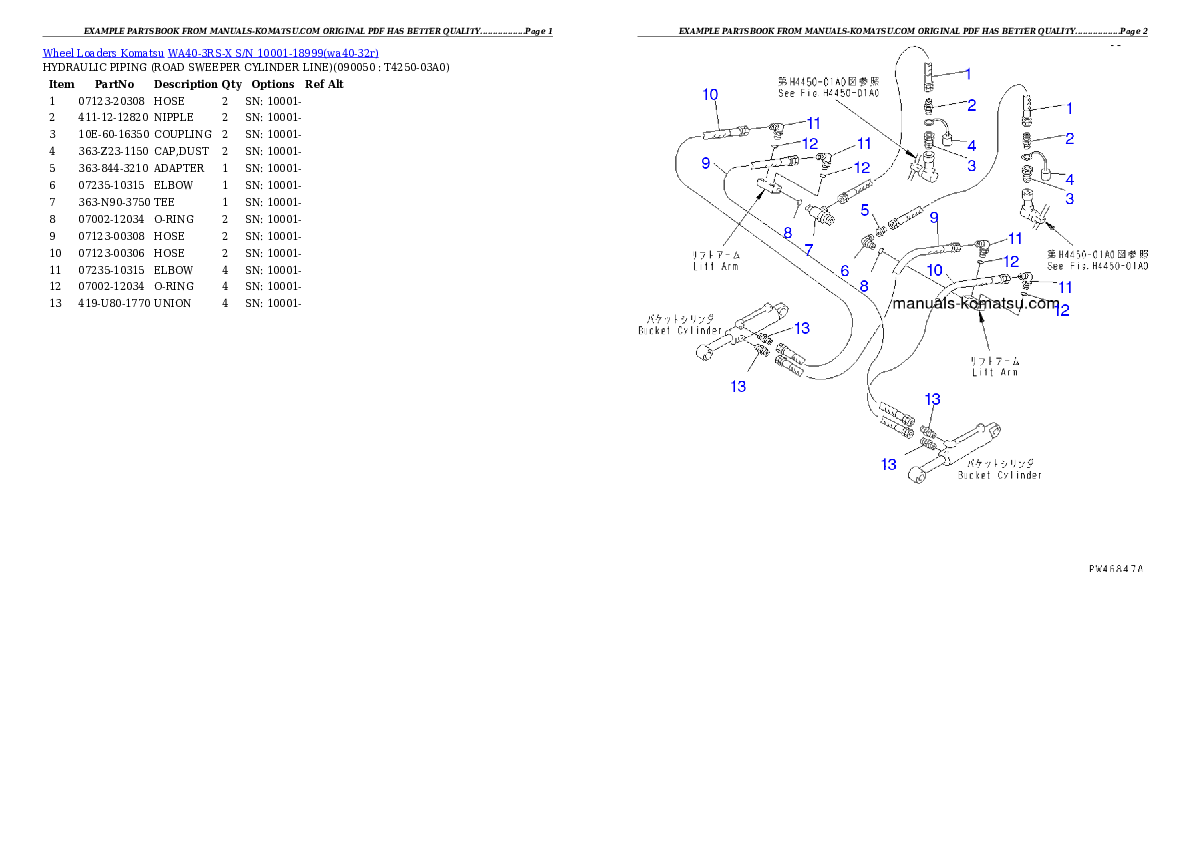 Protected: WA40-3RS-X S/N 10001-18999 Partsbook