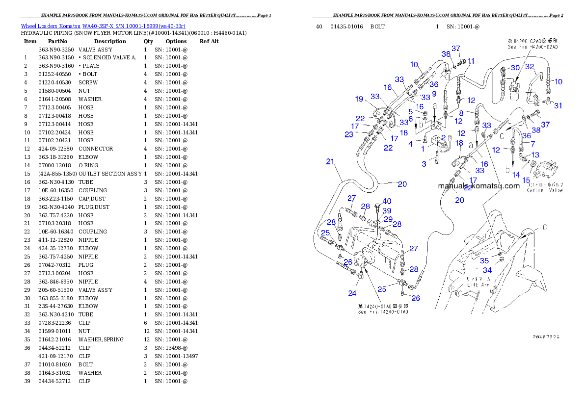 WA40-3SF-X S/N 10001-18999 Partsbook
