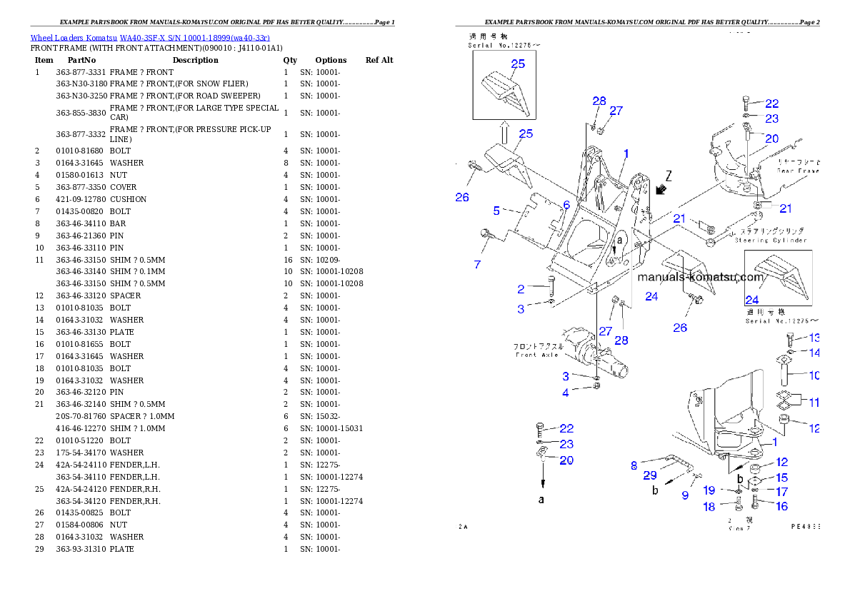 Protected: WA40-3SF-X S/N 10001-18999 Partsbook