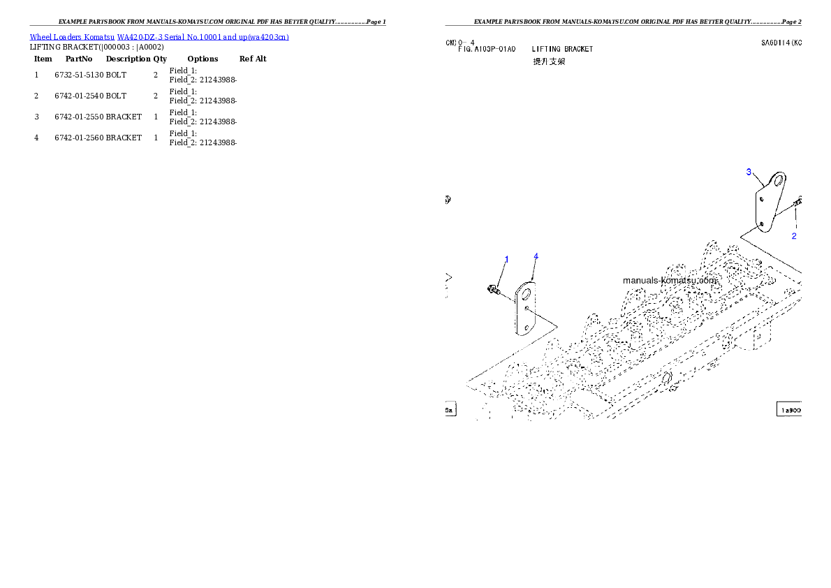 WA420-DZ-3 Serial No.10001 and up Partsbook