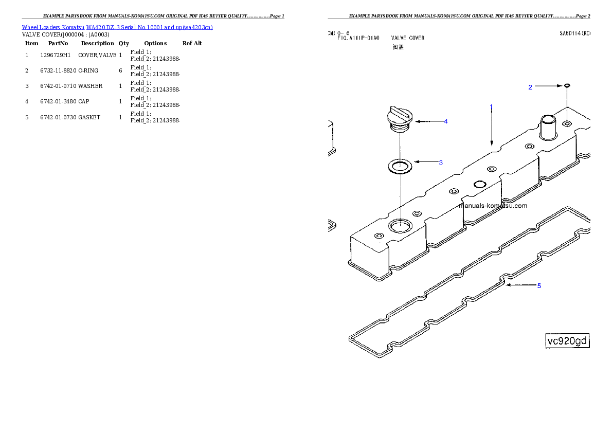 WA420-DZ-3 Serial No.10001 and up Partsbook