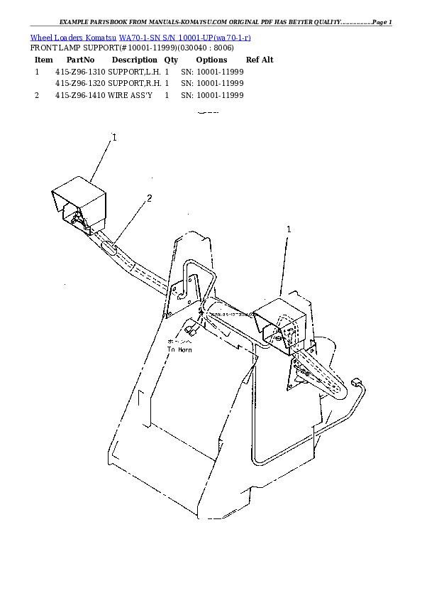 Protected: WA70-1-SN S/N 10001-UP Partsbook
