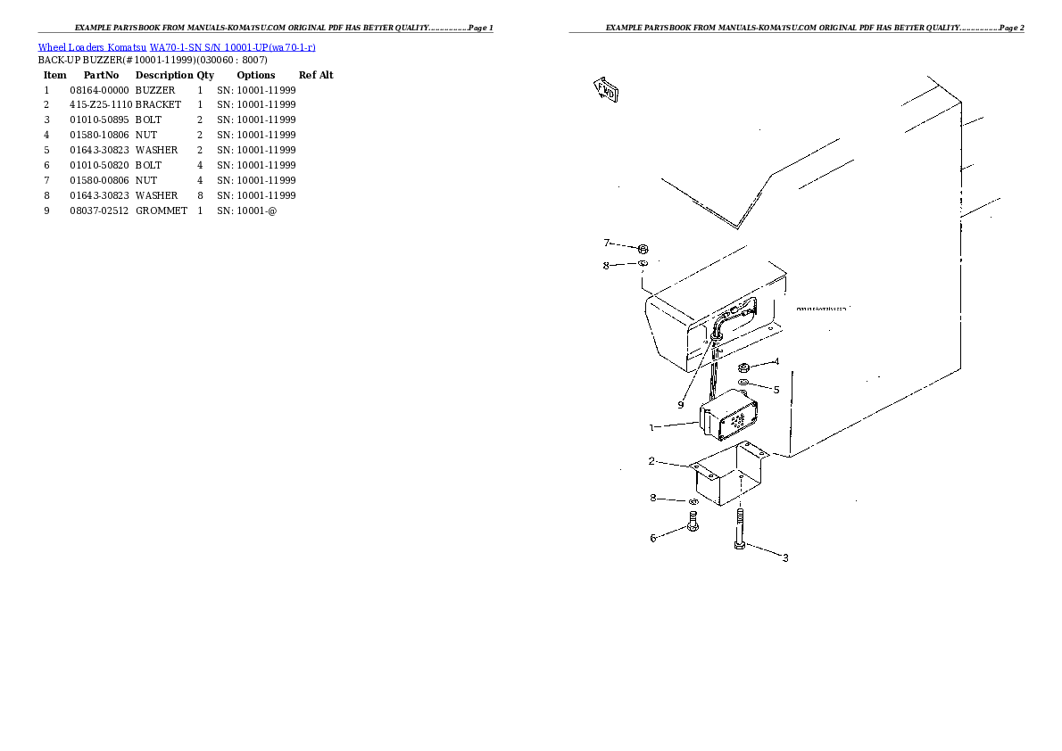 Protected: WA70-1-SN S/N 10001-UP Partsbook