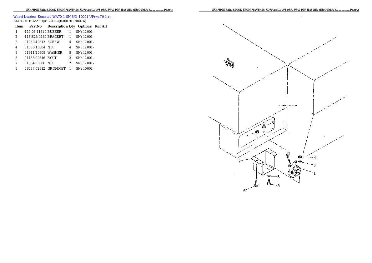 Protected: WA70-1-SN S/N 10001-UP Partsbook