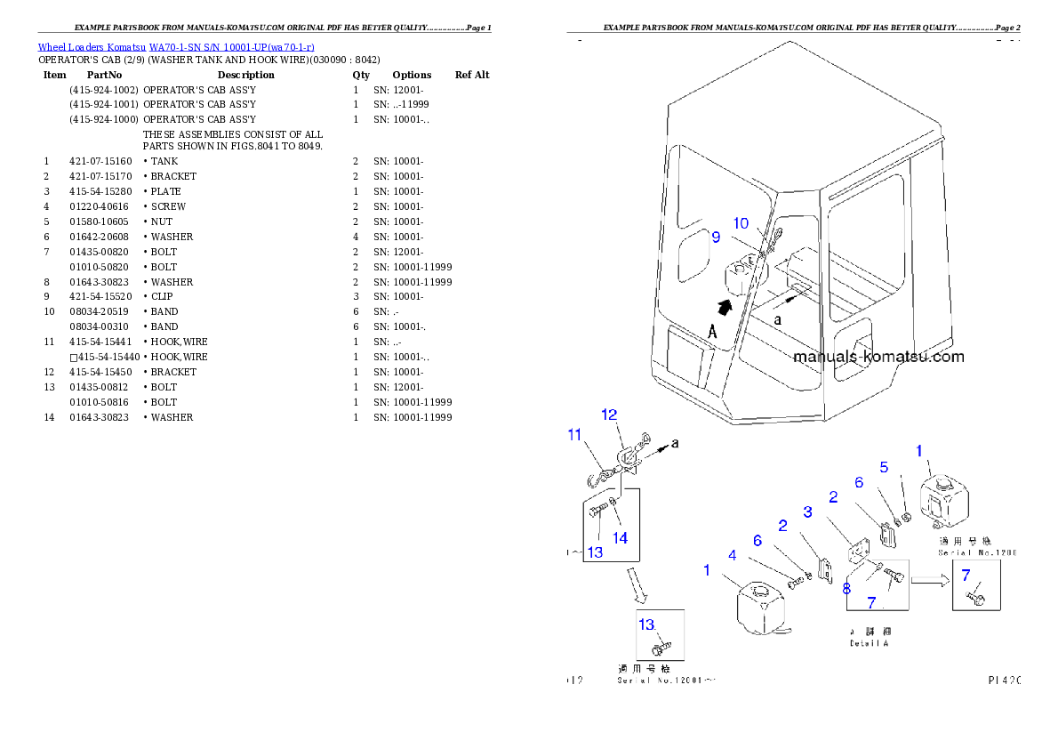 Protected: WA70-1-SN S/N 10001-UP Partsbook