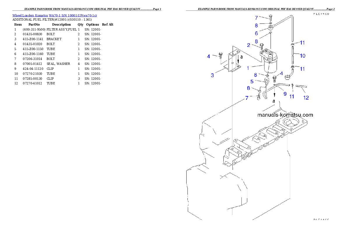 Protected: WA70-1 S/N 10001-UP Partsbook