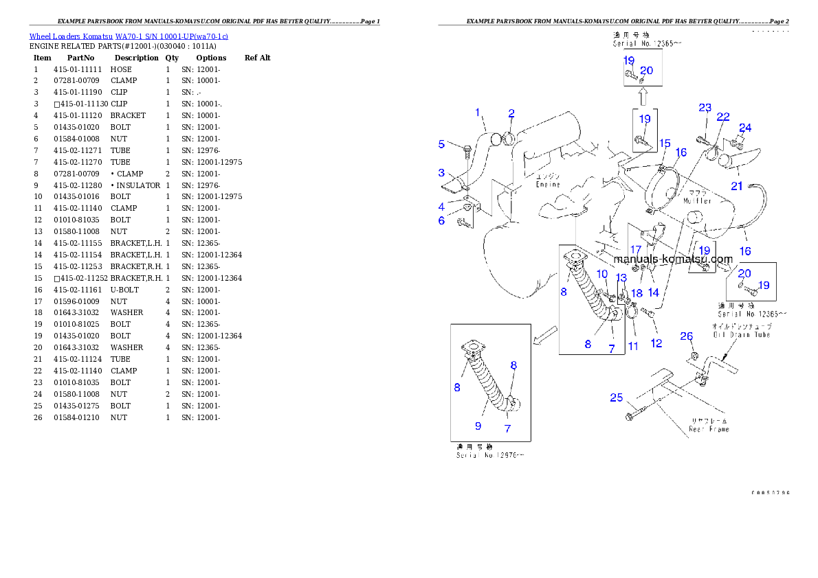 Protected: WA70-1 S/N 10001-UP Partsbook