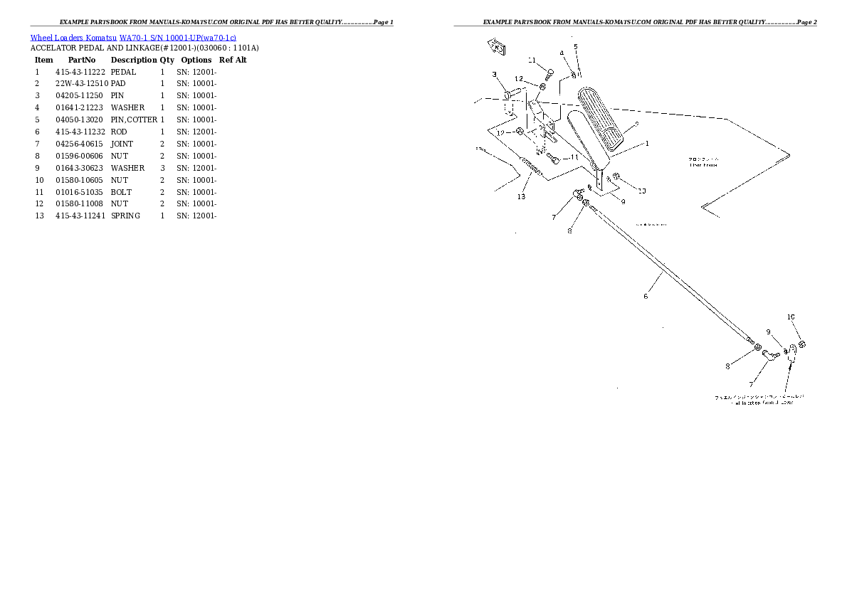 Protected: WA70-1 S/N 10001-UP Partsbook