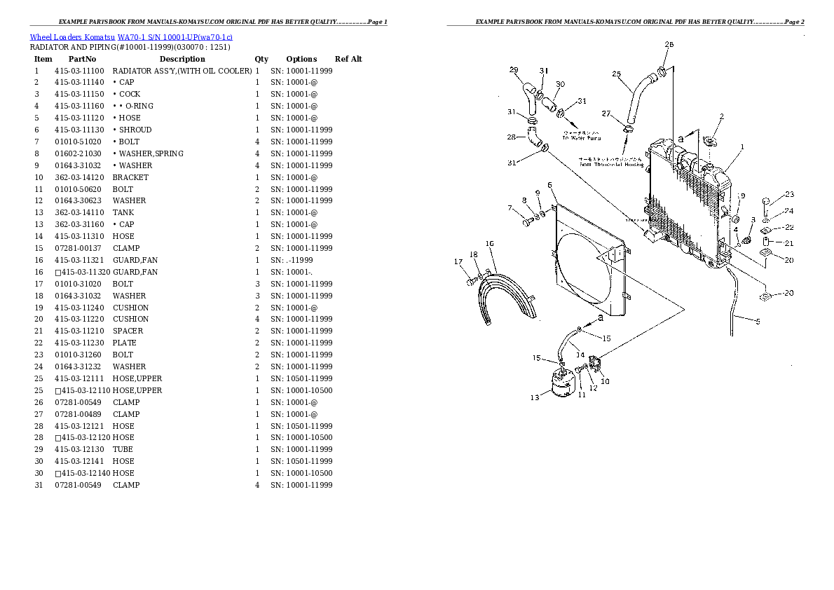 Protected: WA70-1 S/N 10001-UP Partsbook