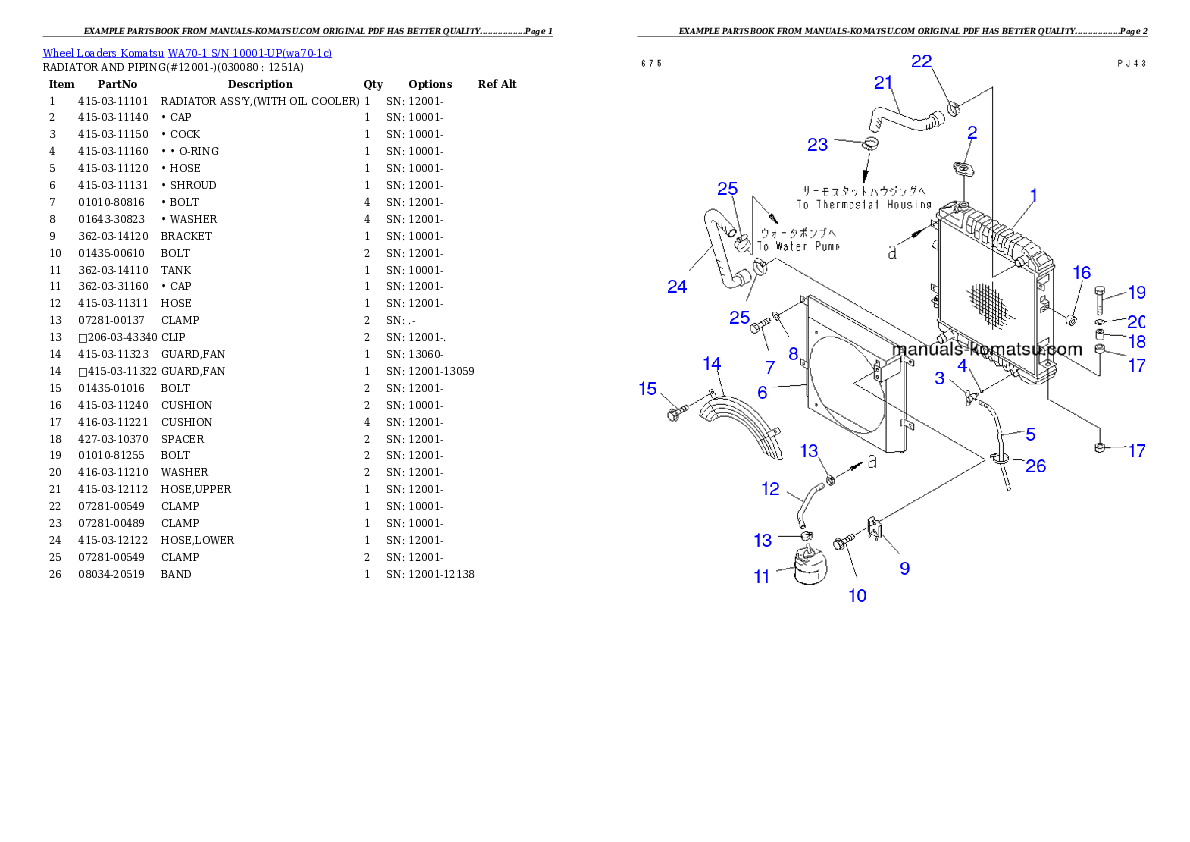 Protected: WA70-1 S/N 10001-UP Partsbook