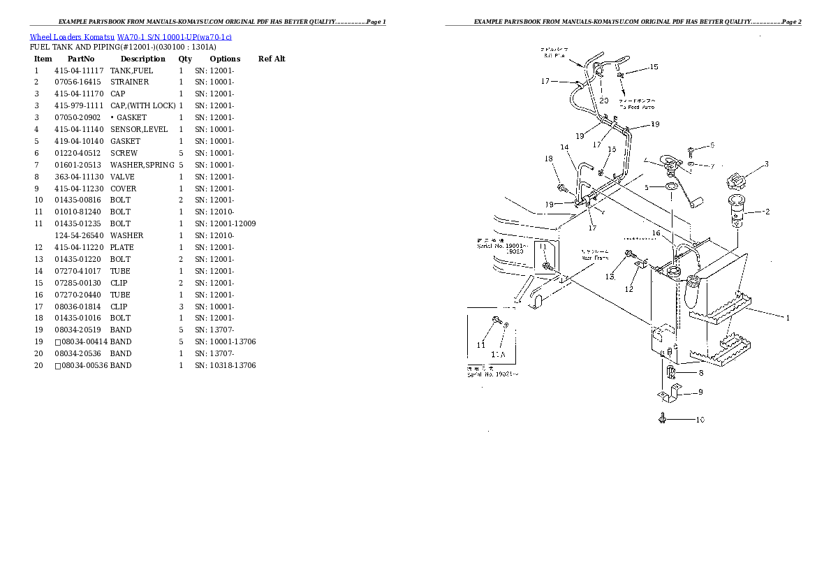 Protected: WA70-1 S/N 10001-UP Partsbook