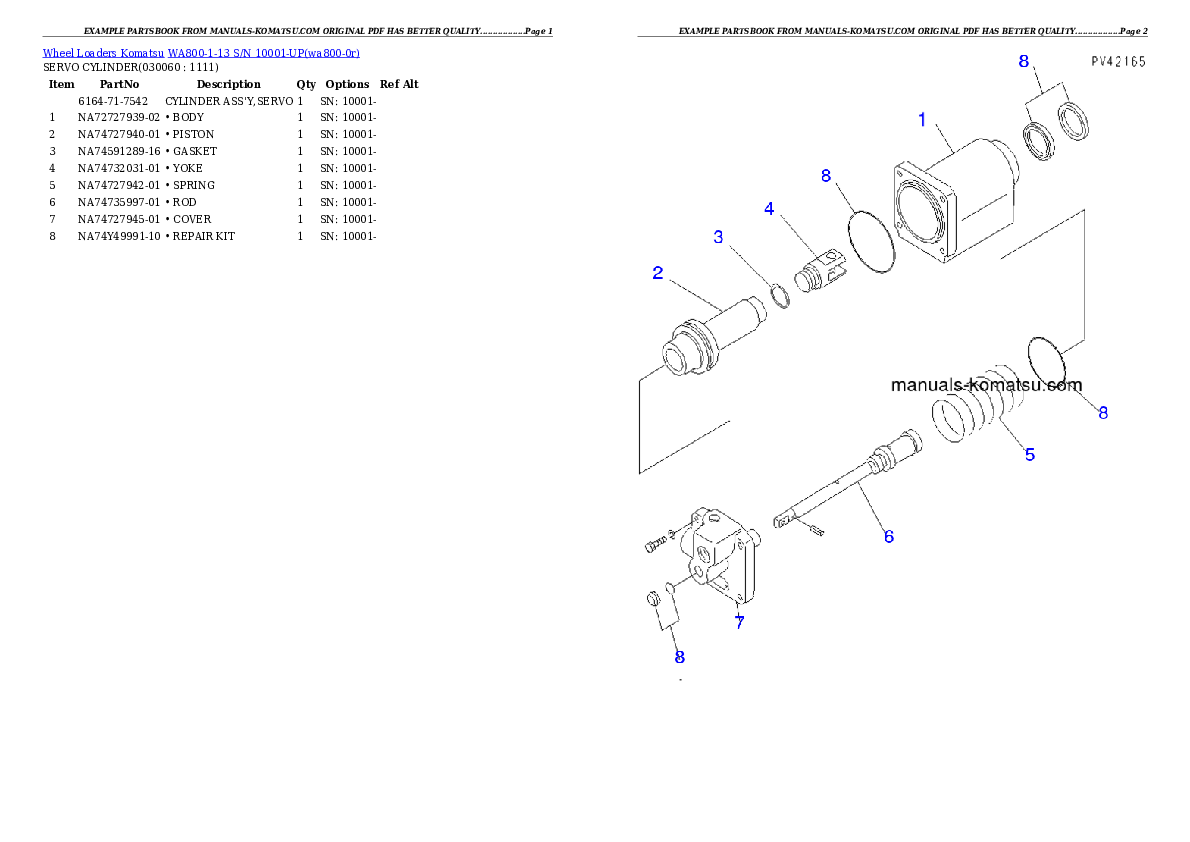 Protected: WA800-1-13 S/N 10001-UP Partsbook