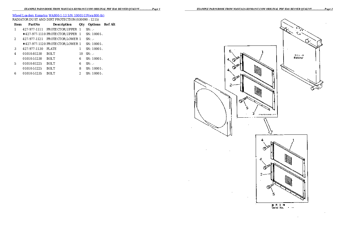 Protected: WA800-1-13 S/N 10001-UP Partsbook