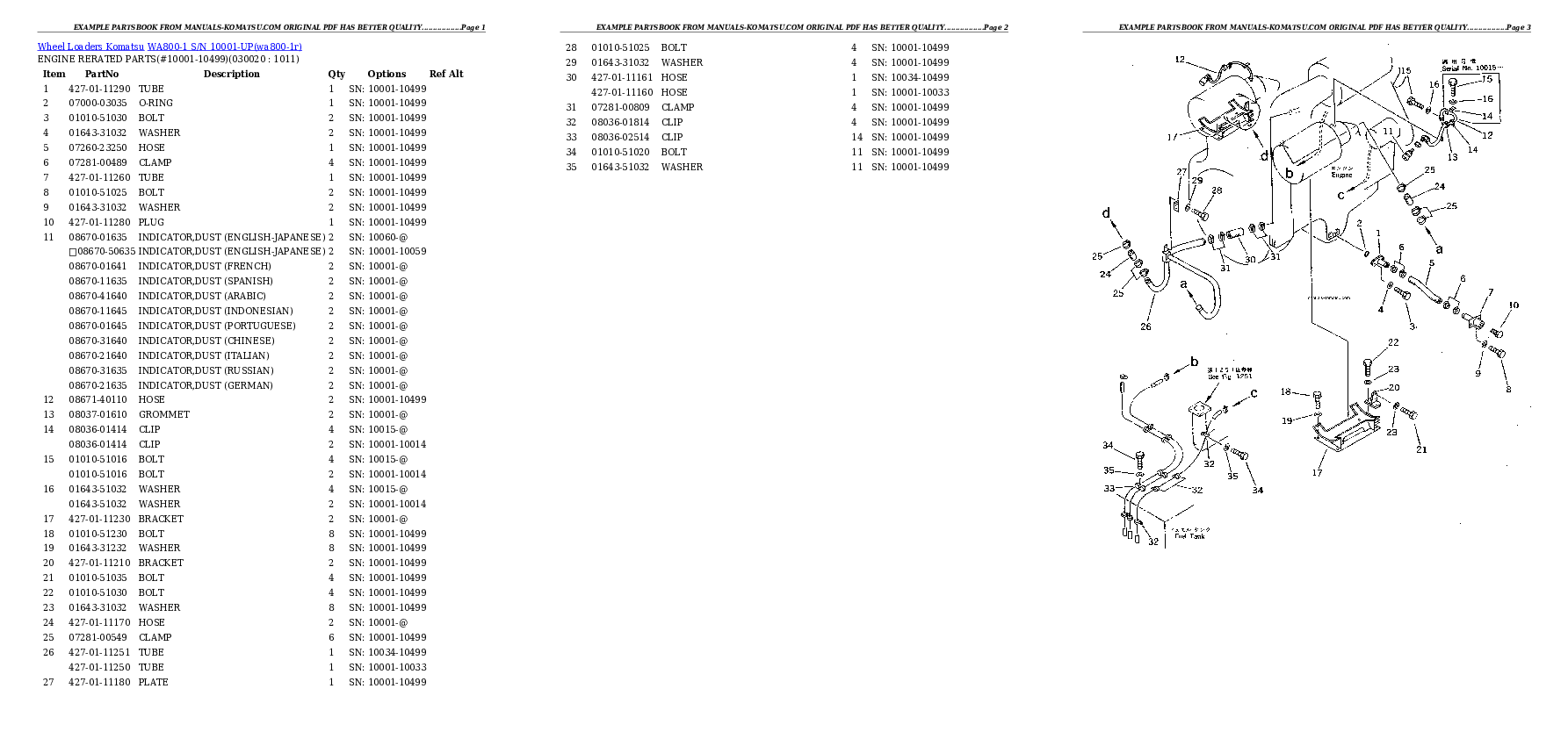 WA800-1 S/N 10001-UP Partsbook