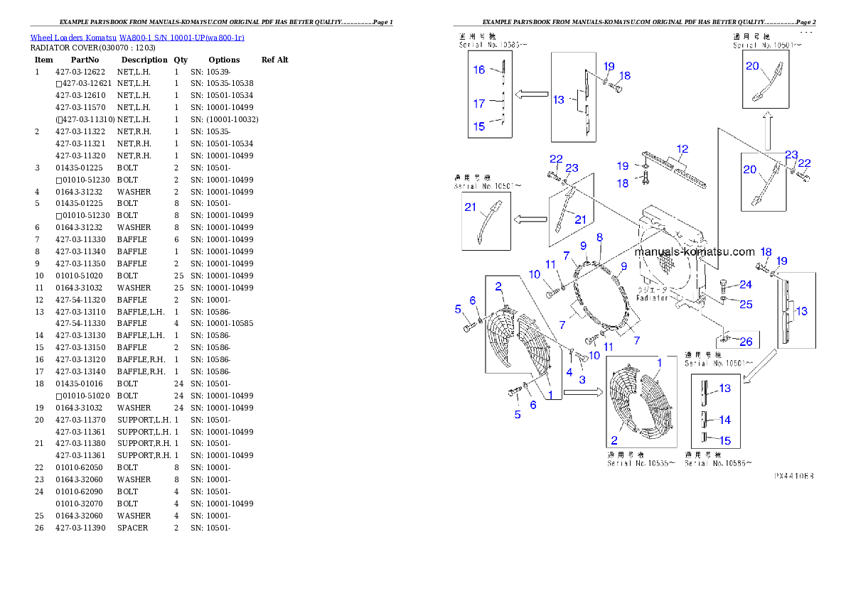 Protected: WA800-1 S/N 10001-UP Partsbook