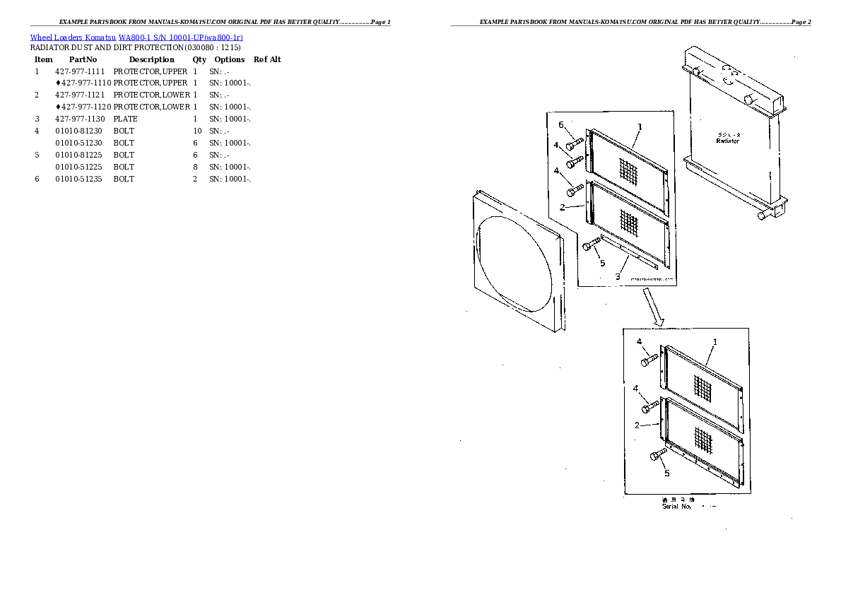 Protected: WA800-1 S/N 10001-UP Partsbook
