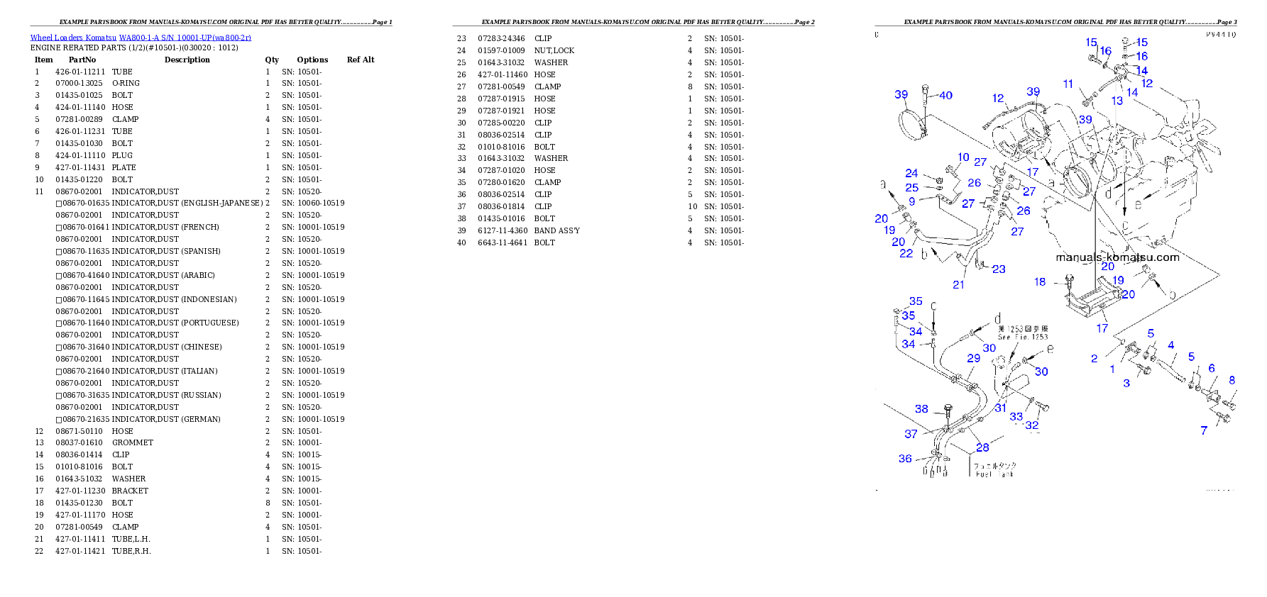 WA800-1-A S/N 10001-UP Partsbook