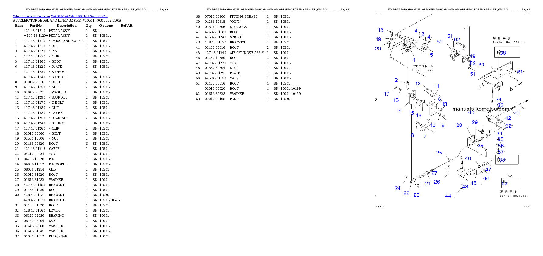 Protected: WA800-1-A S/N 10001-UP Partsbook