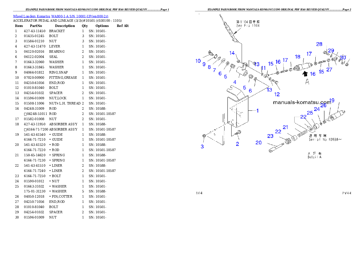 Protected: WA800-1-A S/N 10001-UP Partsbook