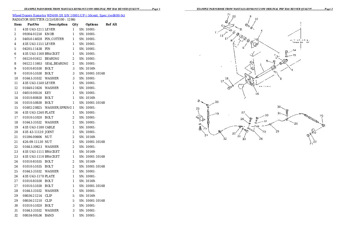 Protected: WD600-1H S/N 10001-UP (-50cent. Spec.) Partsbook