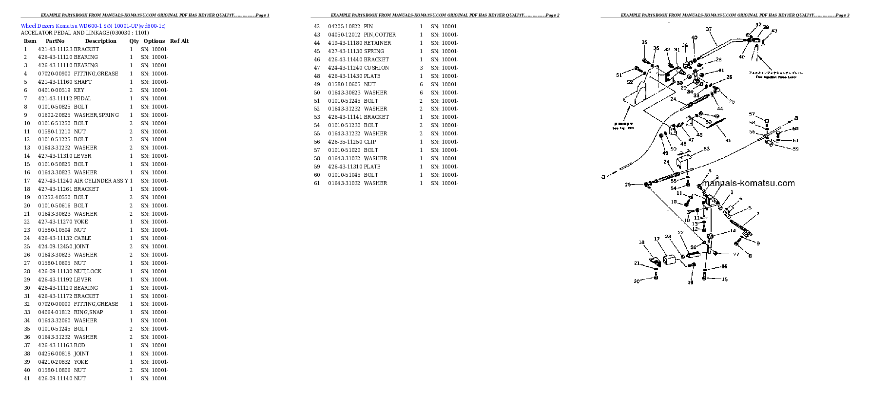 WD600-1 S/N 10001-UP Partsbook