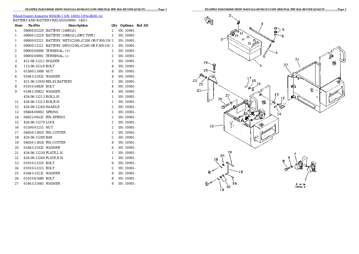 Protected: WD600-1 S/N 10001-UP Partsbook