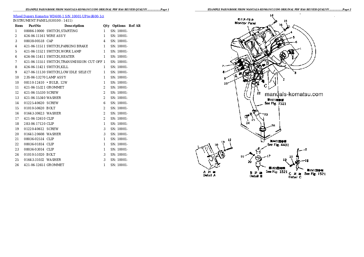 Protected: WD600-1 S/N 10001-UP Partsbook