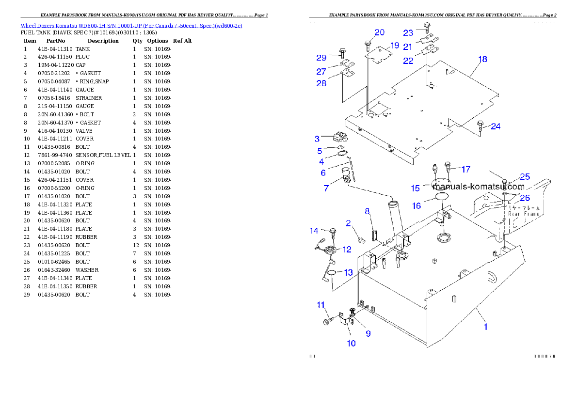 Protected: WD600-1H S/N 10001-UP (For Canada / -50cent. Spec.) Partsbook