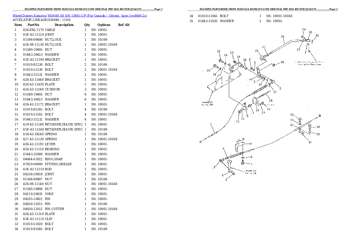 Protected: WD600-1H S/N 10001-UP (For Canada / -50cent. Spec.) Partsbook