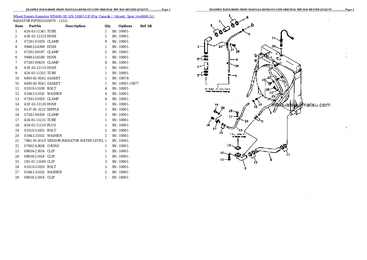 Protected: WD600-1H S/N 10001-UP (For Canada / -50cent. Spec.) Partsbook