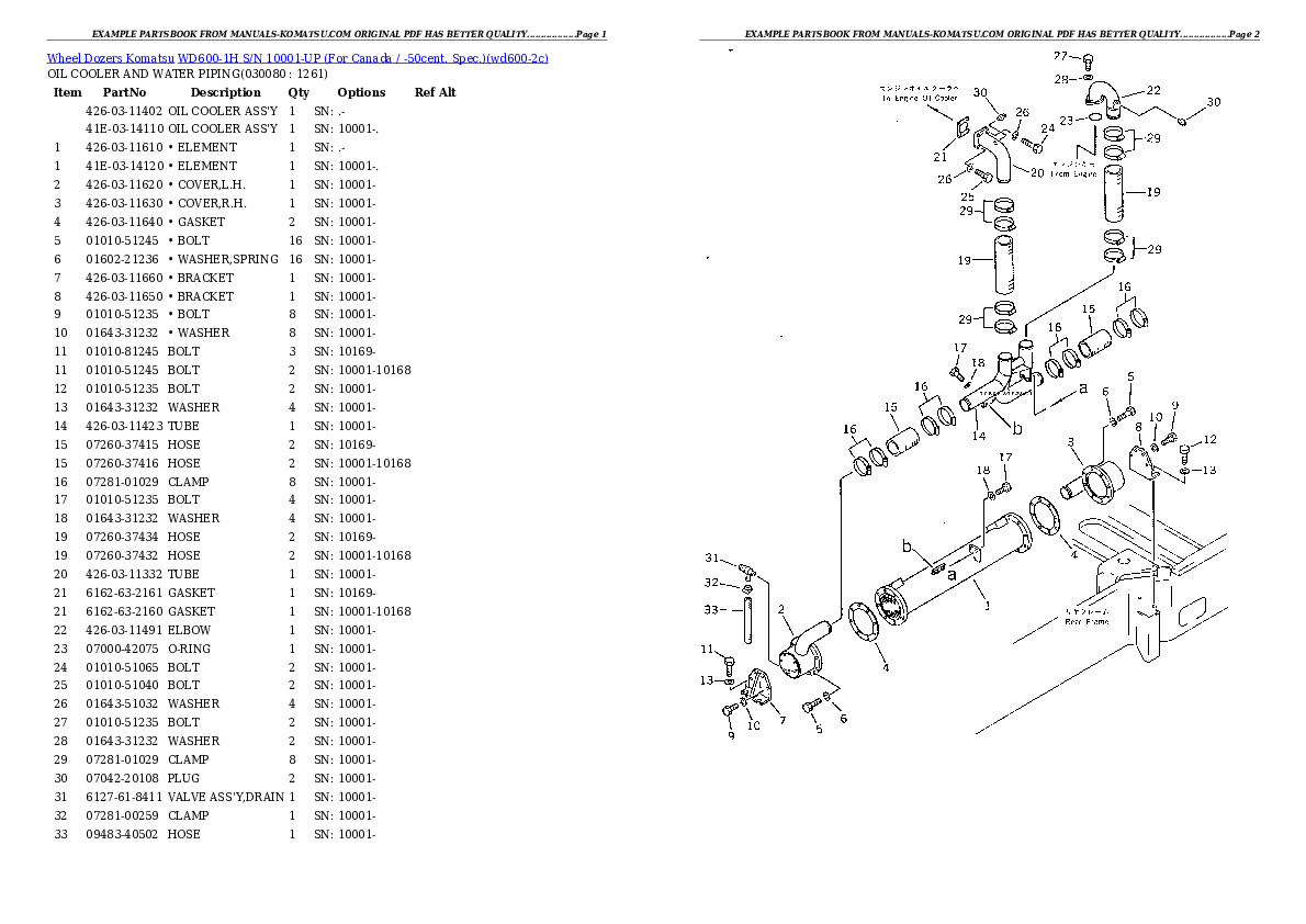 Protected: WD600-1H S/N 10001-UP (For Canada / -50cent. Spec.) Partsbook