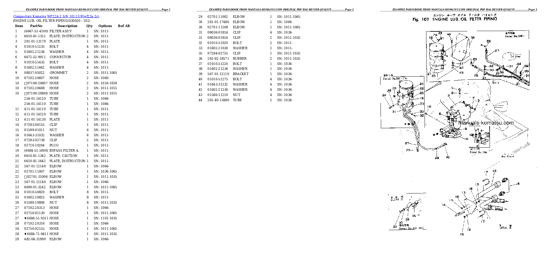 WF22A-2 S/N 1011-UP Partsbook