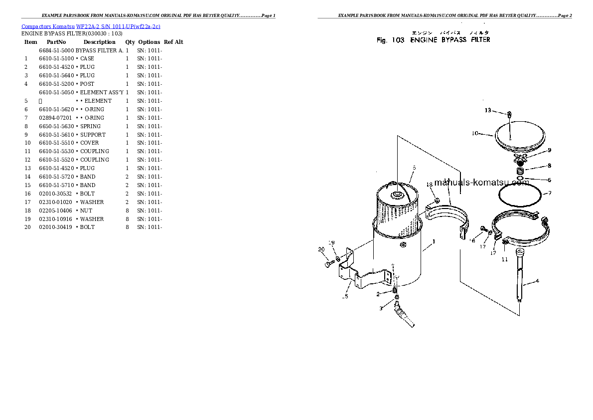 WF22A-2 S/N 1011-UP Partsbook