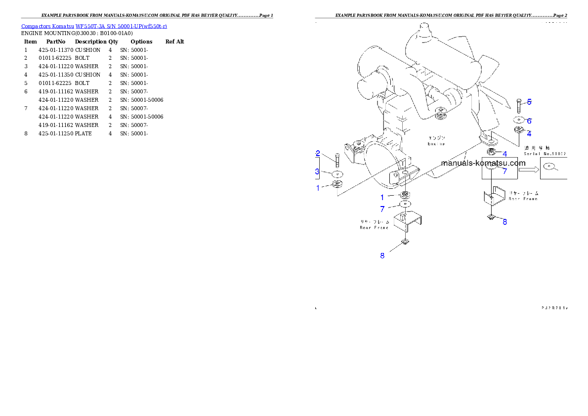 WF550T-3A S/N 50001-UP Partsbook