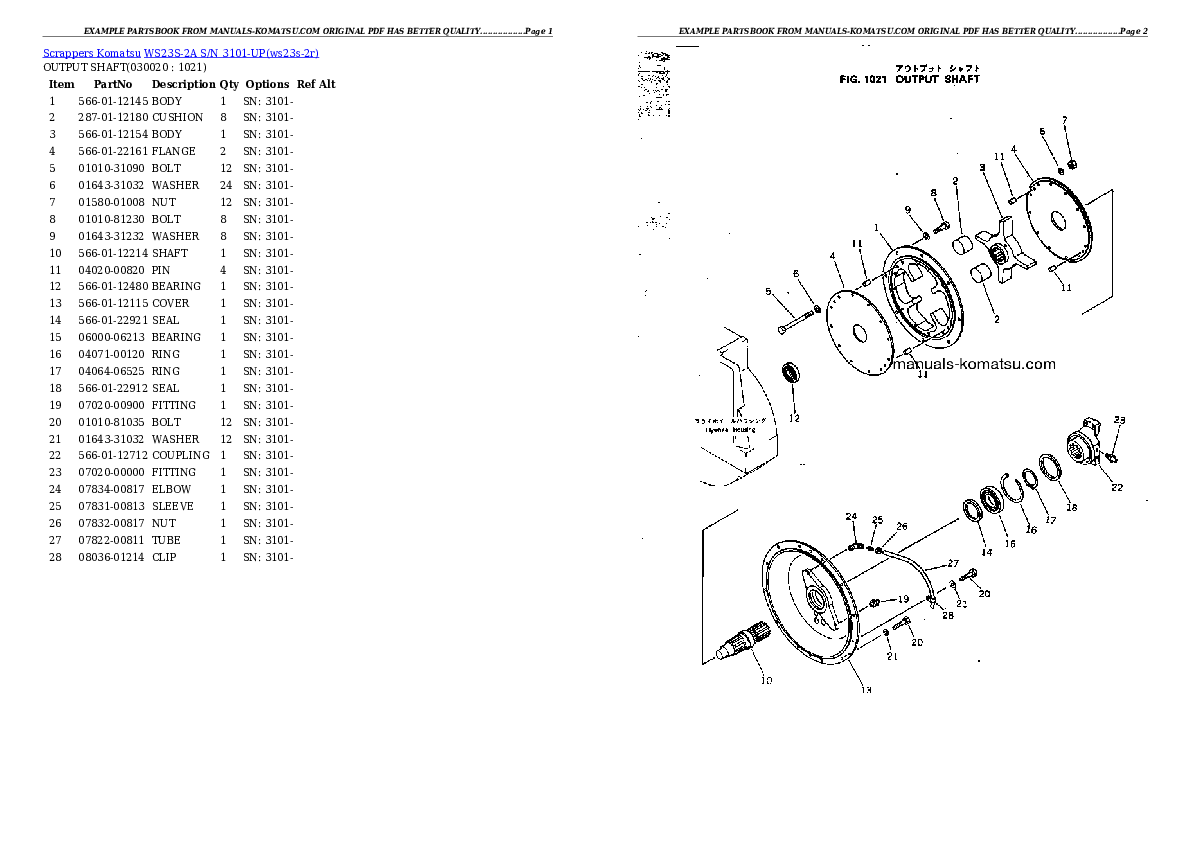 WS23S-2A S/N 3101-UP Partsbook