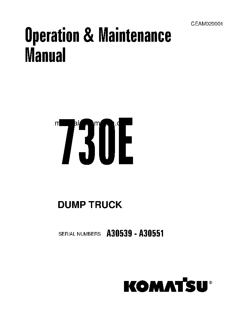 730E(USA) S/N A30539-A30551 Operation manual (English)