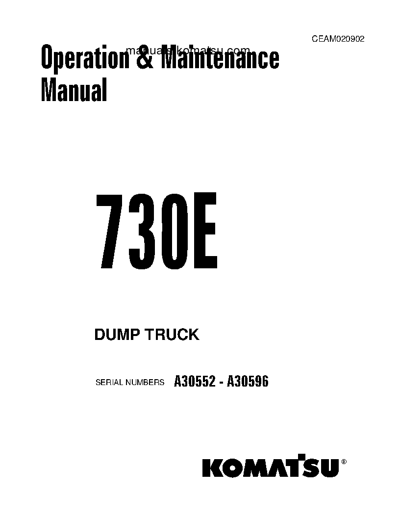 730E(USA) S/N A30552-A30596 Operation manual (English)