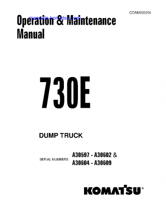 730E(USA) S/N A30597-A30602 Operation manual (English)