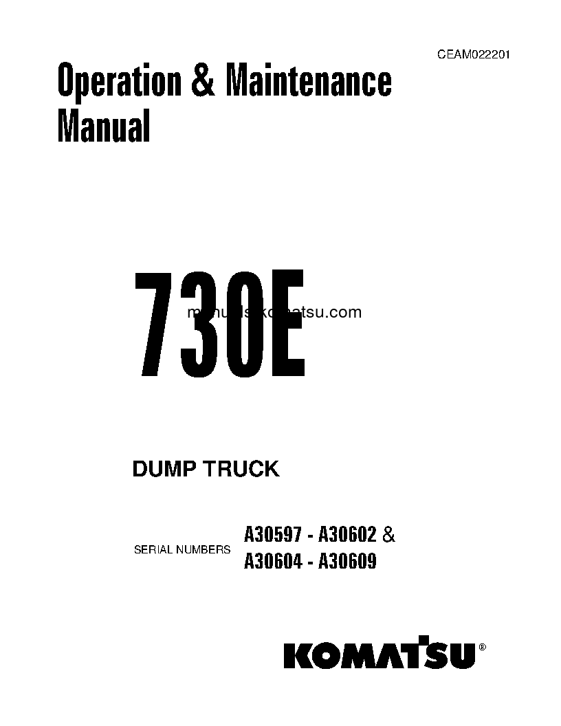 730E(USA) S/N A30597-A30602 Operation manual (English)