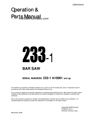 233-1(USA) S/N A10001-UP Operation manual (English)
