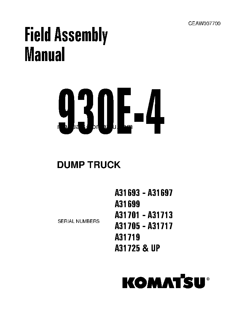 930E-4(USA) S/N A31693-A31697 Field assembly manual (English)