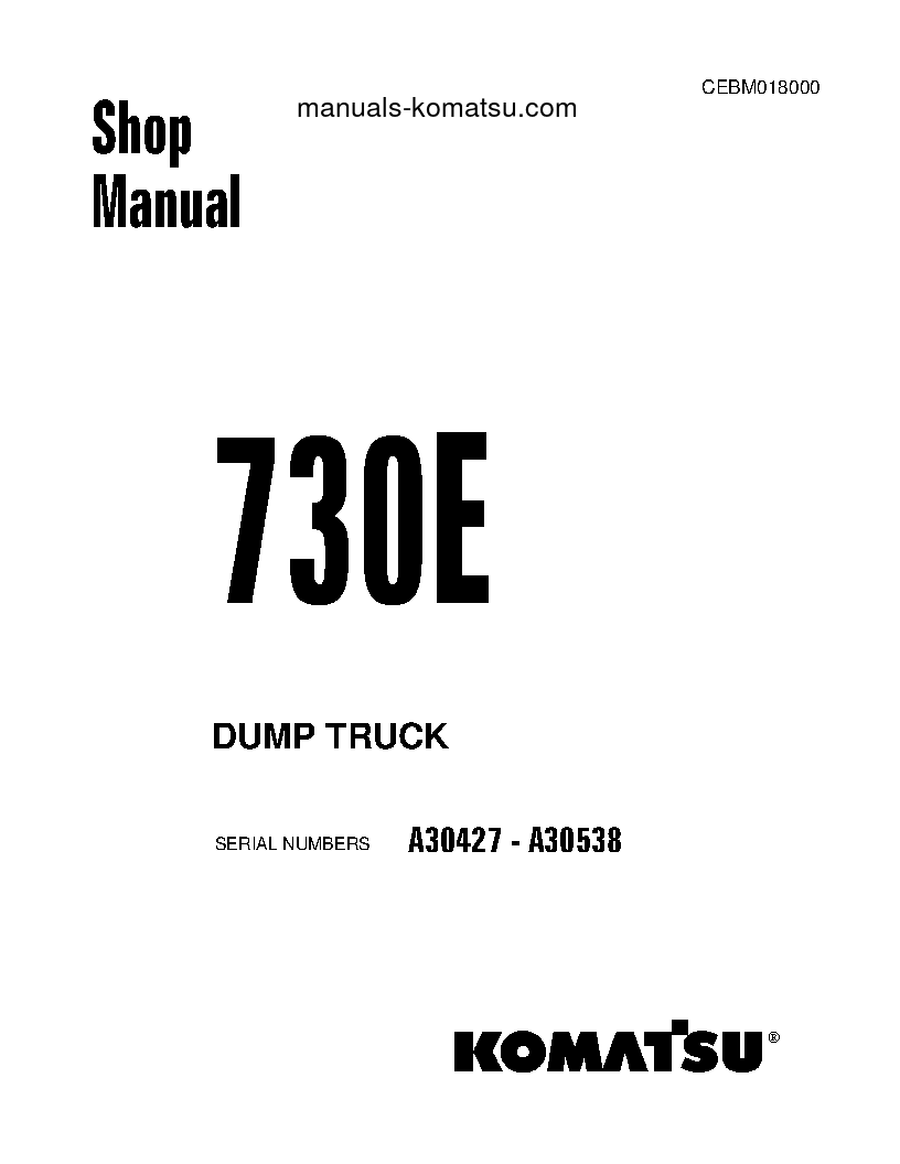 730E(USA) S/N A30427-A30538 Shop (repair) manual (English)
