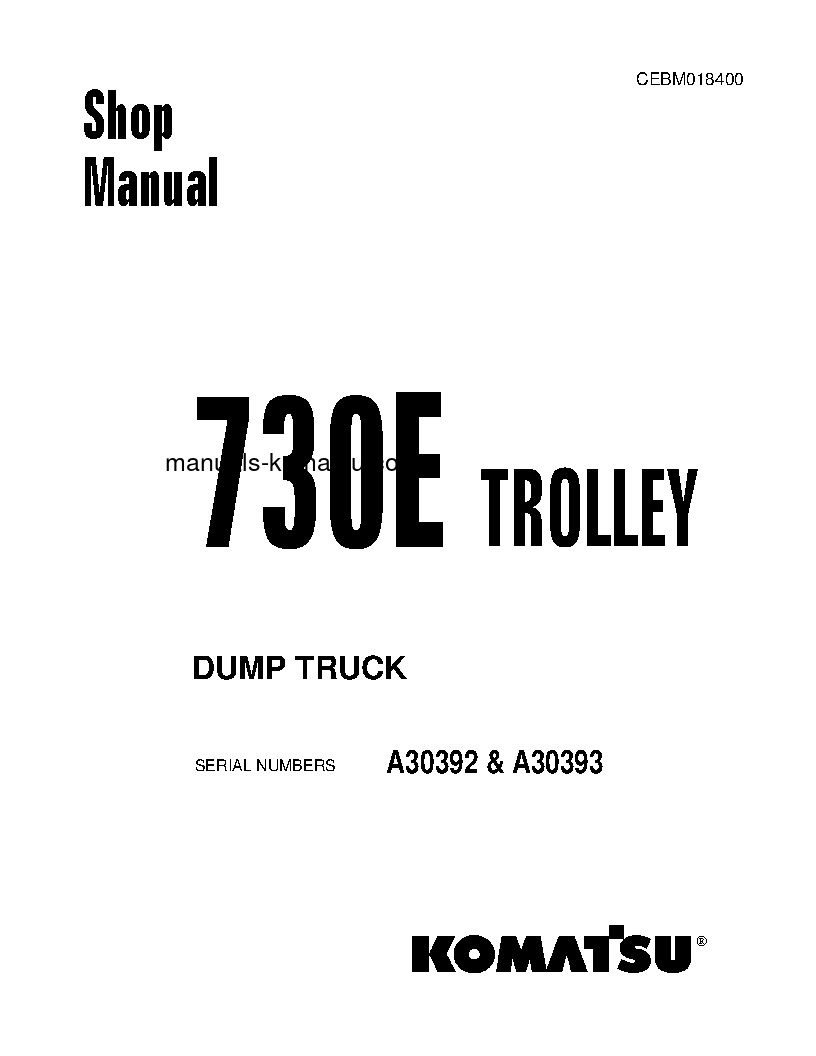 730E(USA) S/N A30392-A30393 Shop (repair) manual (English)
