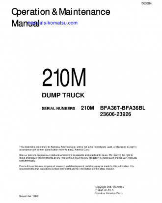 210M(USA) S/N 26306-23926 Operation manual (English)