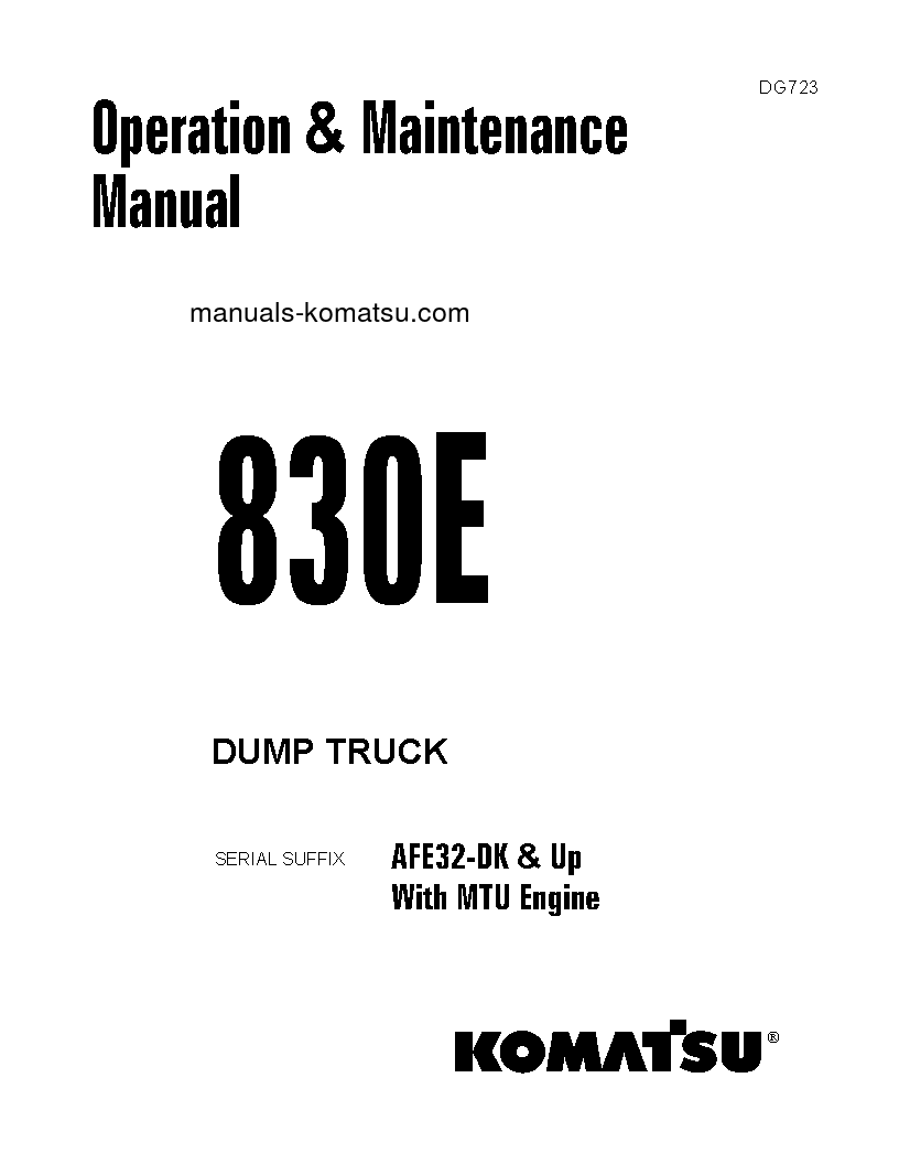 830E(USA) S/N AFE32-DK-UP Operation manual (English)