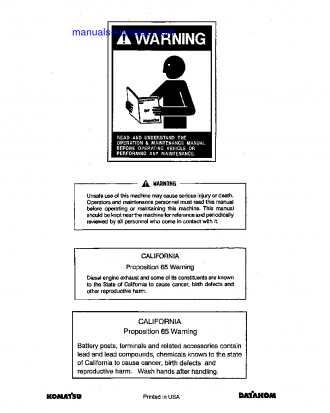 PC210-6(GBR)-K S/N K34001-K34551 Operation manual (English)