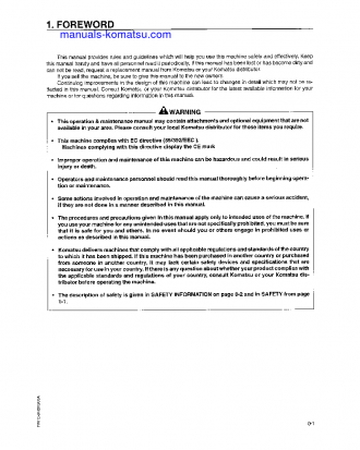 PW170ES-6(GBR)-K S/N K30001-K32000 Operation manual (English)