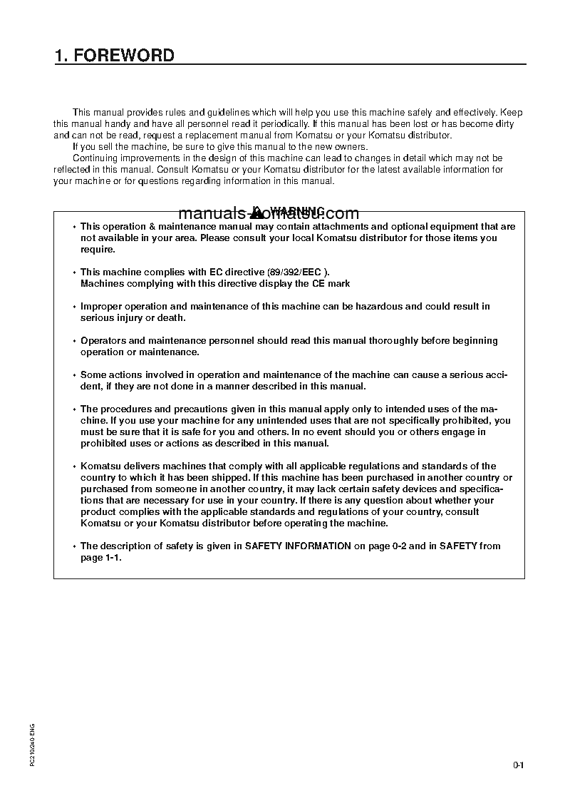 Protected: PC240LC-6(GBR)-K S/N K32001-K34226 Operation manual (English)