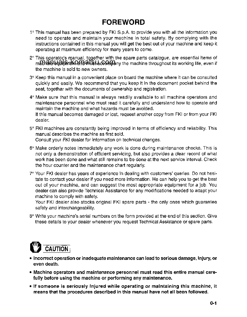 Protected: PC95-1(ITA) S/N R01617-R05144 Operation manual (English)